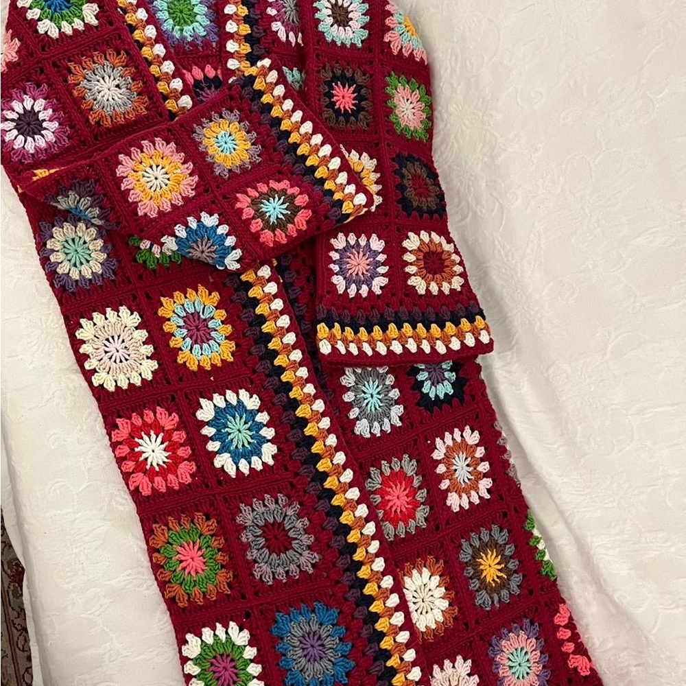 Colorful Crochet Granny Square Blanket